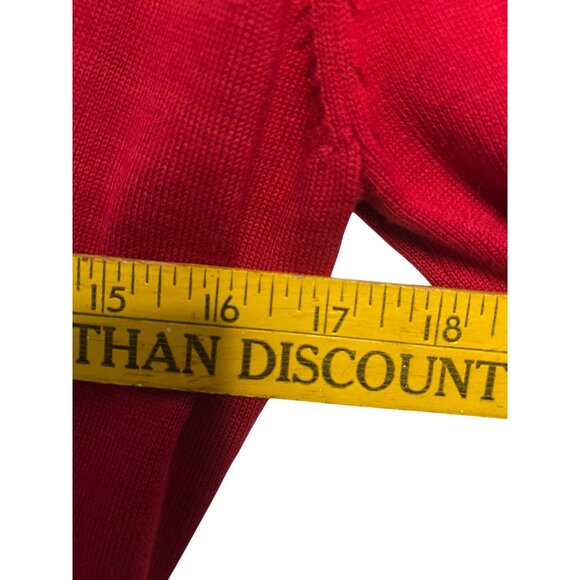 Candies Women Red Shaw Cable Tight Knit Neck Cardigan Buckle M Long Cotton Blend - Picture 6 of 14